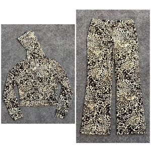 Juicy Couture Ocelot Leopard Rhinestone Tracksuit Velour Set size medium